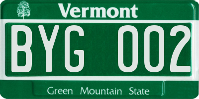 VT license plate BYG002
