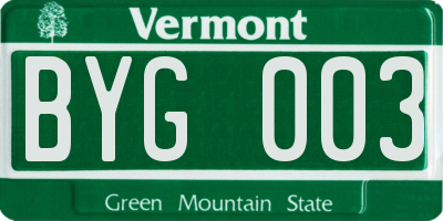 VT license plate BYG003