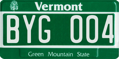 VT license plate BYG004