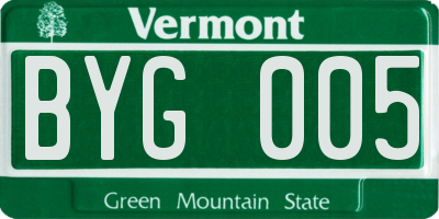 VT license plate BYG005