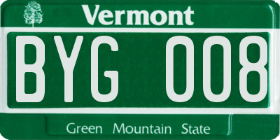 VT license plate BYG008