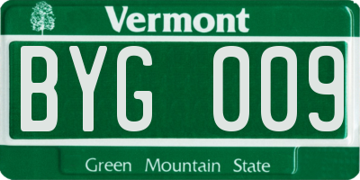 VT license plate BYG009