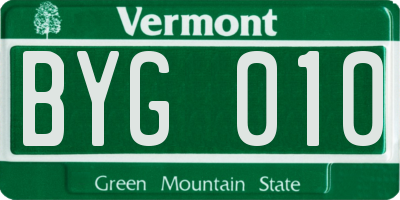 VT license plate BYG010