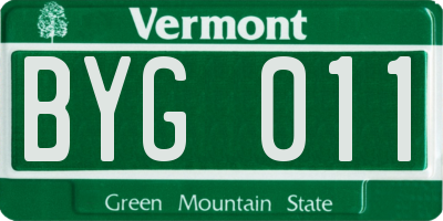 VT license plate BYG011