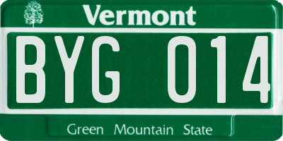VT license plate BYG014