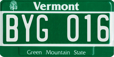 VT license plate BYG016