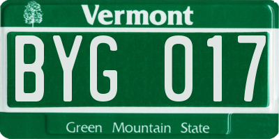 VT license plate BYG017