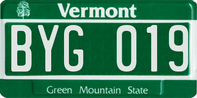VT license plate BYG019