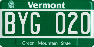 VT license plate BYG020
