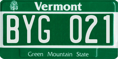 VT license plate BYG021