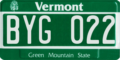 VT license plate BYG022