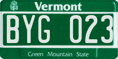 VT license plate BYG023