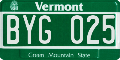 VT license plate BYG025