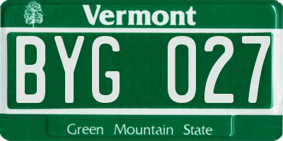 VT license plate BYG027