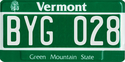 VT license plate BYG028
