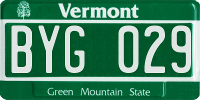 VT license plate BYG029