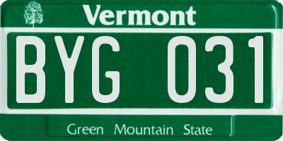 VT license plate BYG031