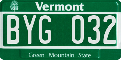 VT license plate BYG032