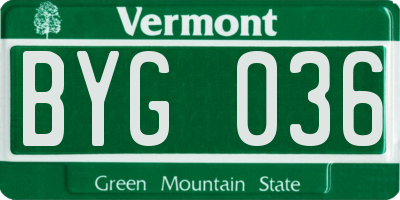 VT license plate BYG036