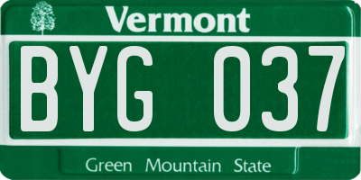VT license plate BYG037