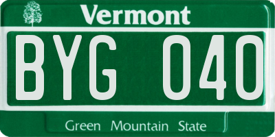 VT license plate BYG040