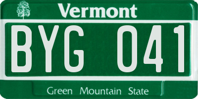 VT license plate BYG041