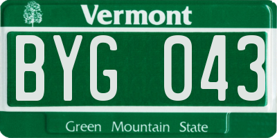 VT license plate BYG043