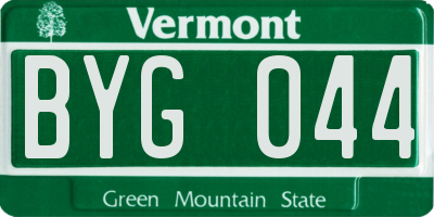 VT license plate BYG044