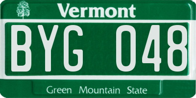 VT license plate BYG048