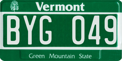 VT license plate BYG049