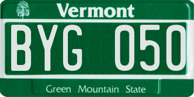 VT license plate BYG050