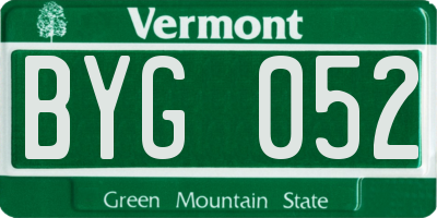 VT license plate BYG052