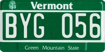 VT license plate BYG056
