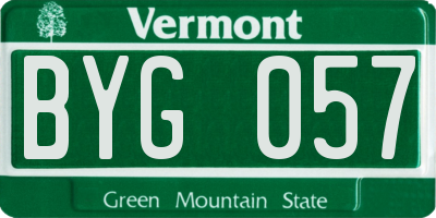 VT license plate BYG057