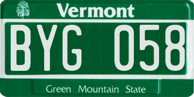 VT license plate BYG058