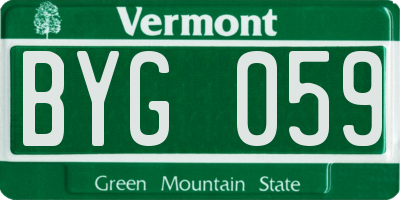 VT license plate BYG059