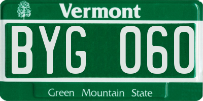 VT license plate BYG060