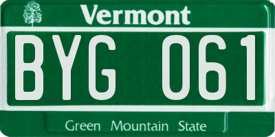 VT license plate BYG061