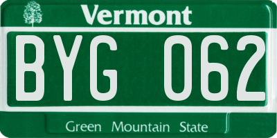 VT license plate BYG062