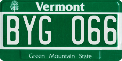 VT license plate BYG066