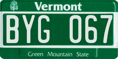VT license plate BYG067