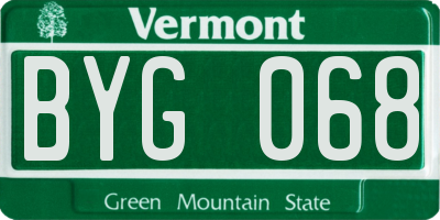VT license plate BYG068