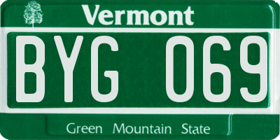 VT license plate BYG069