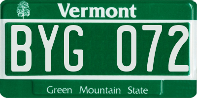 VT license plate BYG072