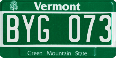 VT license plate BYG073
