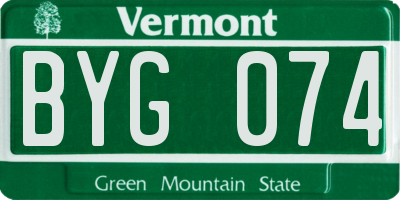 VT license plate BYG074