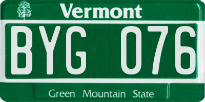 VT license plate BYG076