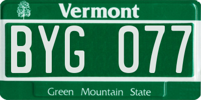 VT license plate BYG077
