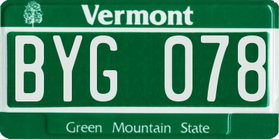 VT license plate BYG078