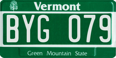 VT license plate BYG079